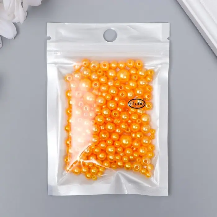 Бусины для творчества пластик Бусины для творчества пластик "Круглые. Оранжевые" d=3-8 мм, набор 10 гр