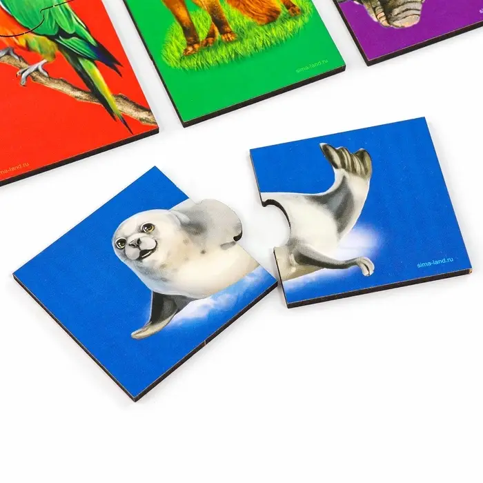 Обучающая игра пазл-половинки Лесная мастерская &laquo;Животные&raquo;, головоломка, 12 пазлов, 24 детали