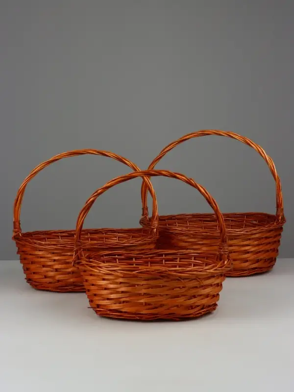 Корзина плетёная для хранения Garden, ива, овальная, цвет натуральный, набор 3 шт.