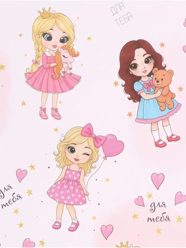 Бумага упаковочная &laquo;Принцесса&raquo;, глянец, 60&times;90 см