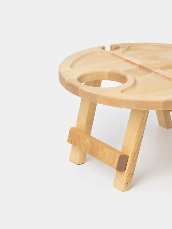 Столик - поднос для вина Adelica, менажница со складными ножками, на 2 персоны, d=32&times;1.8 см, дерево берёза