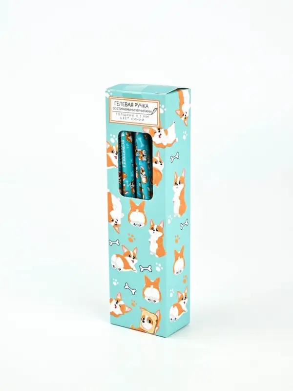 Ручка пластик пиши-стирай с колпачком Ручка пластик пиши-стирай с колпачком "Корги", синяя паста, гелевая 0,5 мм
