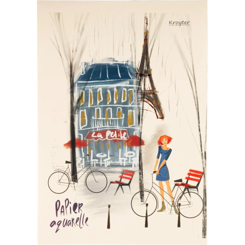 Альбом для рисования акварелью Kroyter 40л,склей А4,Город,фольга,60120