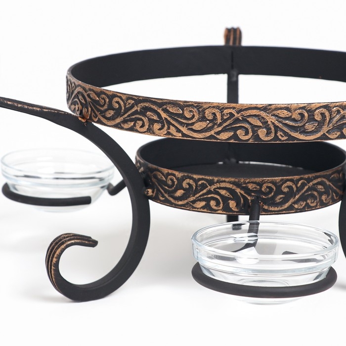 Подставка под садж кованная  Подставка под садж кованная "Шелковый путь" с соусницами, 25 см