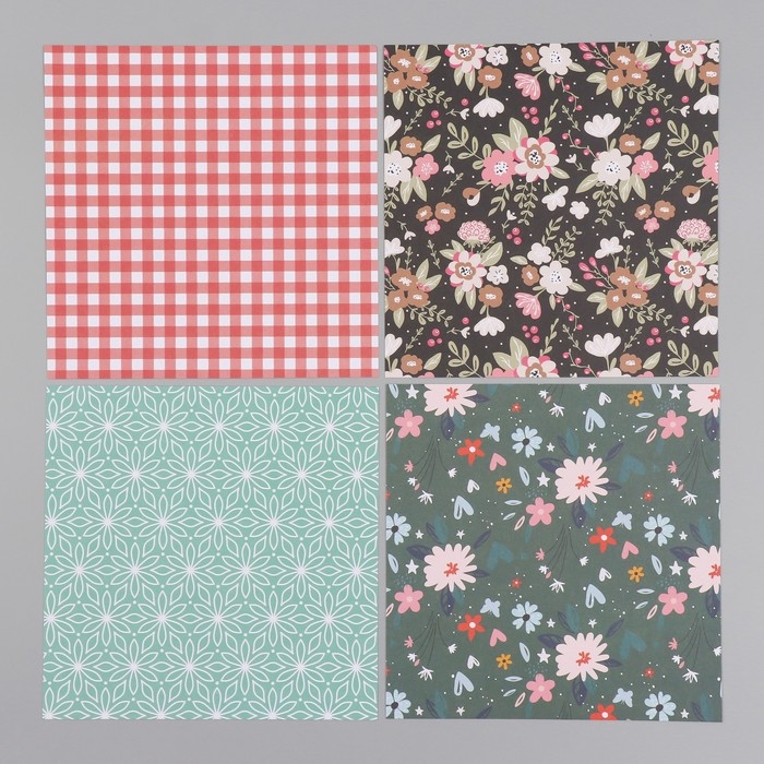 Набор бумаги для скрапбукинга 12 листов 12 дизайнов Набор бумаги для скрапбукинга 12 листов 12 дизайнов "Гармония" 160 гр 15,2х15,2 см