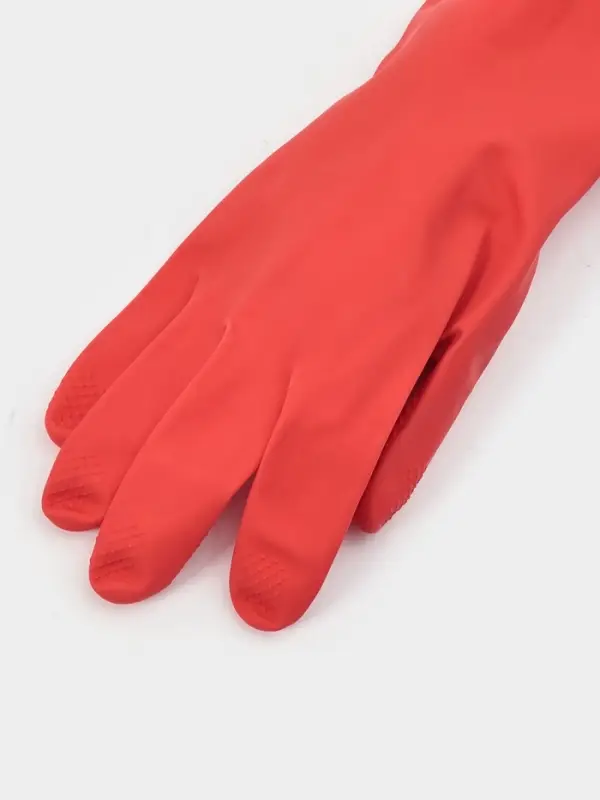 Перчатки хозяйственные Доляна, размер M, 38 см, длинные манжеты, латексные, красные