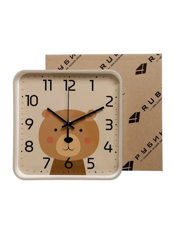 Часы настенные  Часы настенные "Медвежонок", детские, плавный ход,  19х19см, бежевые