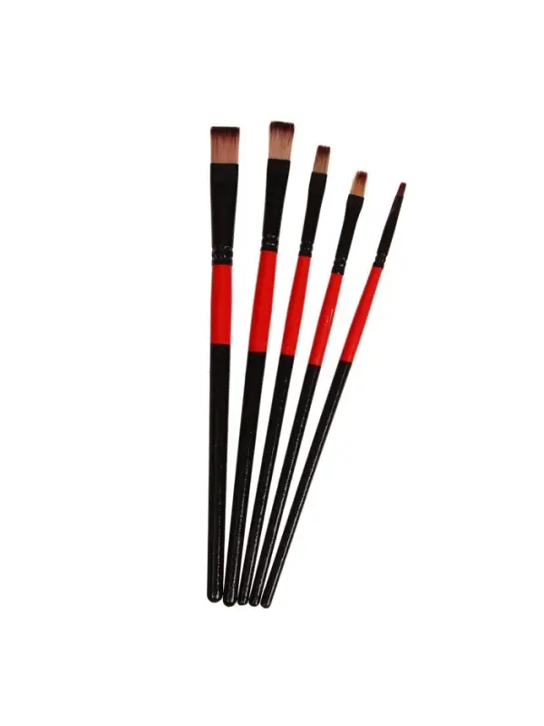 Набор кистей для рисования, нейлон, 5 штук, плоские, прямые, международный размер