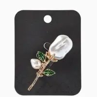 Брошь &laquo;Цветок&raquo; роза. жемчуг, цвет белый в серебре