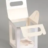 Кондитерская упаковка, коробка под кулич белая, с окном, 15&times;15&times;18 см