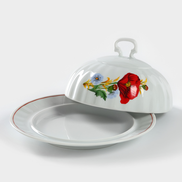 Маслёнка фарфоровая «Маки красные», 500 мл Маслёнка фарфоровая «Маки красные», 500 мл