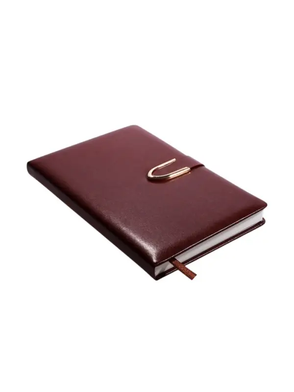 Ежедневник недатированный формат А5, с хлястиком, 112л, линия, пвх, Коричневый