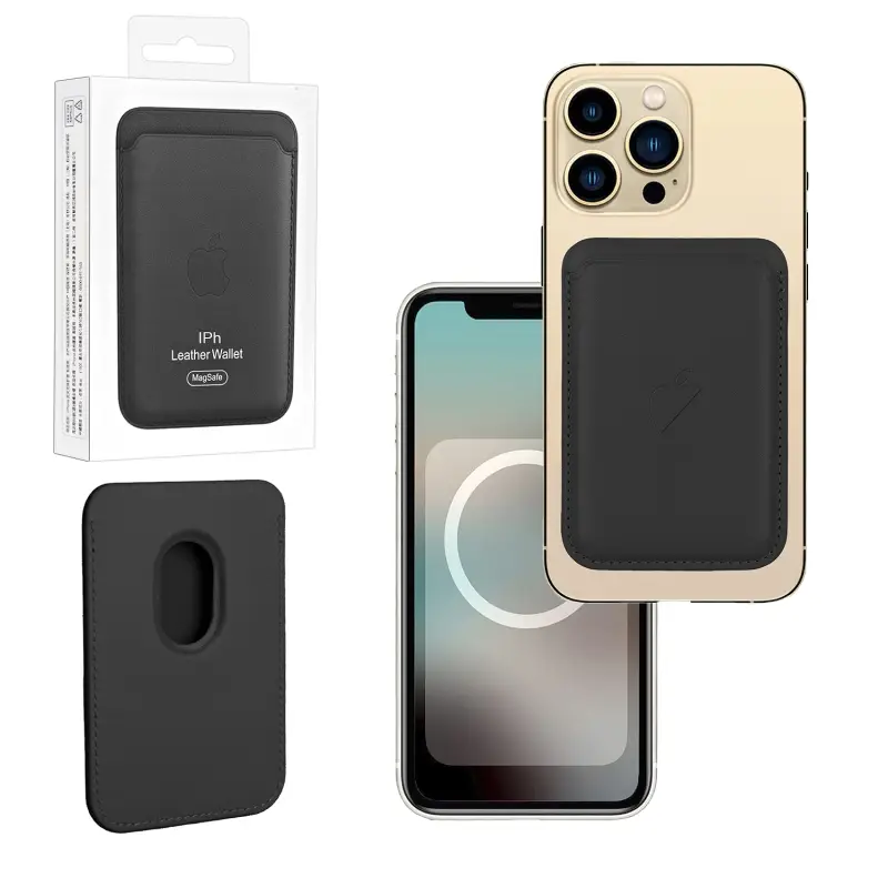 Чехол Leather Wallet Black iPh 12 - 15 Pro Max (Анимация NFC Clear) с лого Чехол Leather Wallet Black iPh 12 - 15 Pro Max (Анимация NFC Clear) с лого