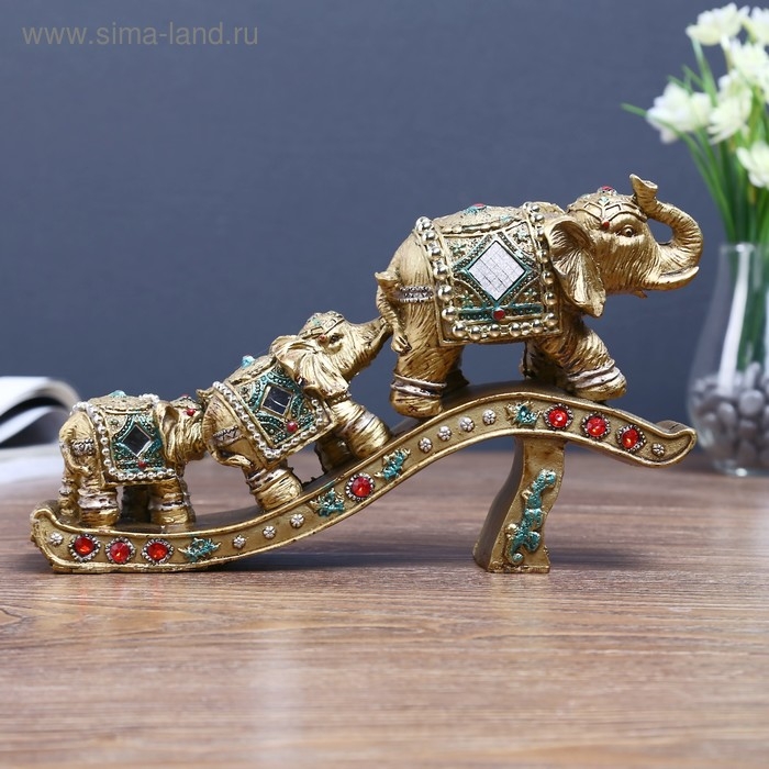 Сувенир полистоун Сувенир полистоун "Три слона - дорога к счастью" 15,5х25,5х5,5 см