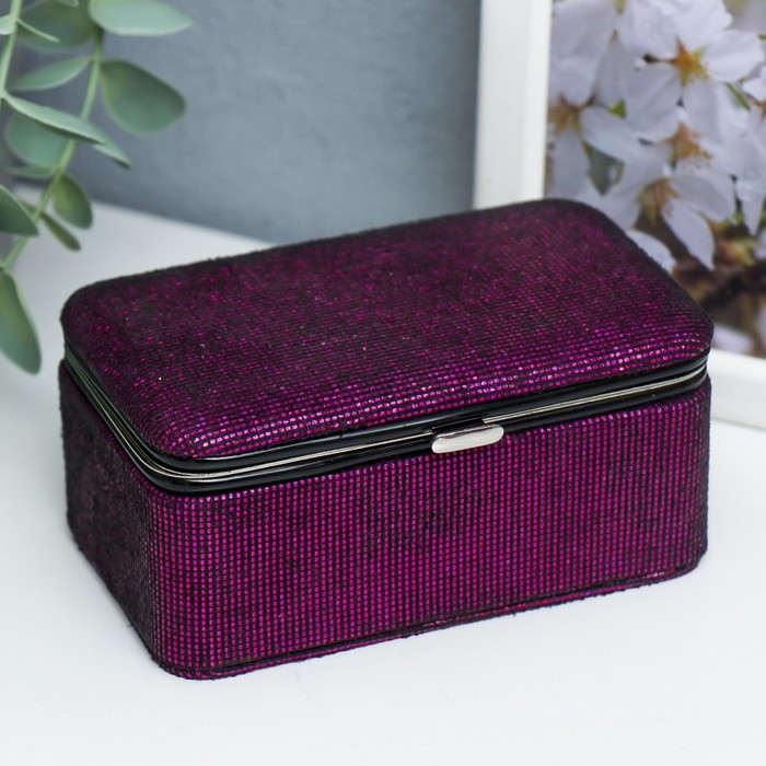 Шкатулка кожзам для украшений  Шкатулка кожзам для украшений "Мелкие квадратики. Фиолет" 6х7х12 см