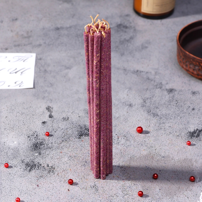 Свеча магическая медовая с травами для экстренных чисток помещений  Свеча магическая медовая с травами для экстренных чисток помещений "Beautiful", 12 шт