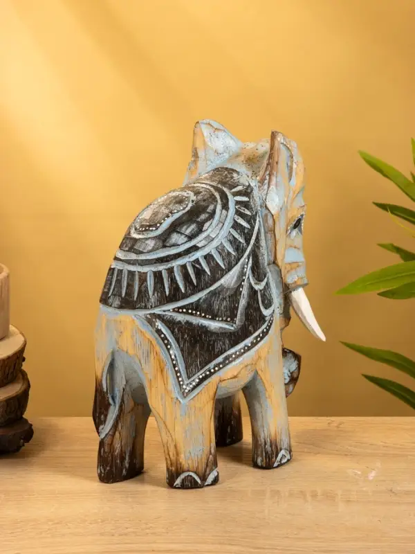 Сувенир "Слон" дерево 24х9х30 см, цв. коричнево-голубой