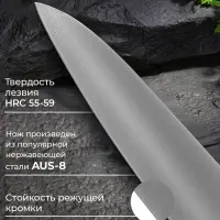 Нож кухонный универсальный Magistro Hinshitsu, нержавеющая сталь, лезвие 15.7 см, длина 29 см, чёрный