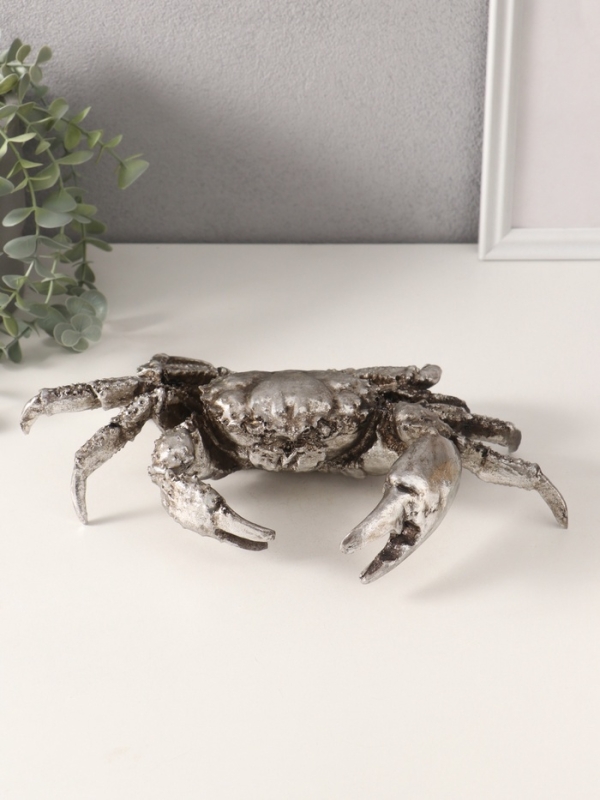 Сувенир полистоун "Серебристый краб" 30х19,5х7 см