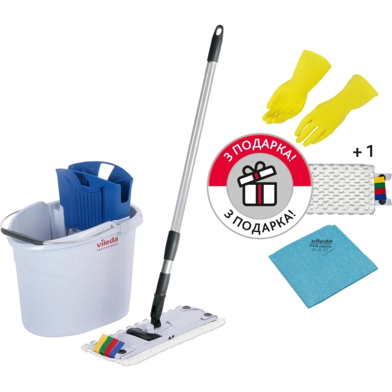 Комплект для уборки УльтраСпидМини(ведро10л+отжим+фл34см+Моп)Vileda142985