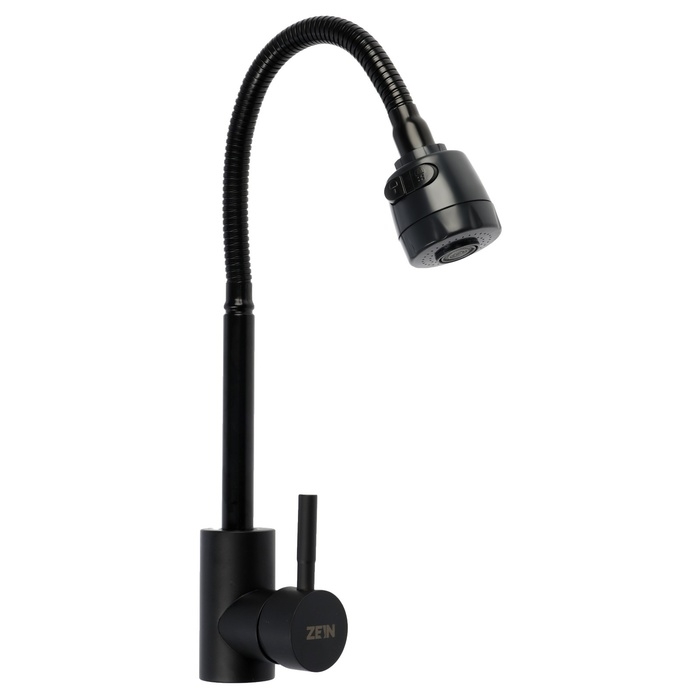 Смеситель для кухни ZEIN Z2391, гибкий излив, картридж 40 мм, нержавеющая сталь, черный Смеситель для кухни ZEIN Z2391, гибкий излив, картридж 40 мм, нержавеющая сталь, черный