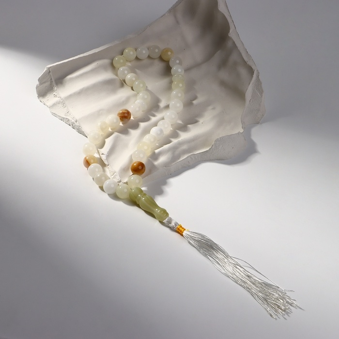 Чётки мусульманские шар №10 «Оникс светлый», 33 бусины с перемычками Чётки мусульманские шар №10 «Оникс светлый», 33 бусины с перемычками