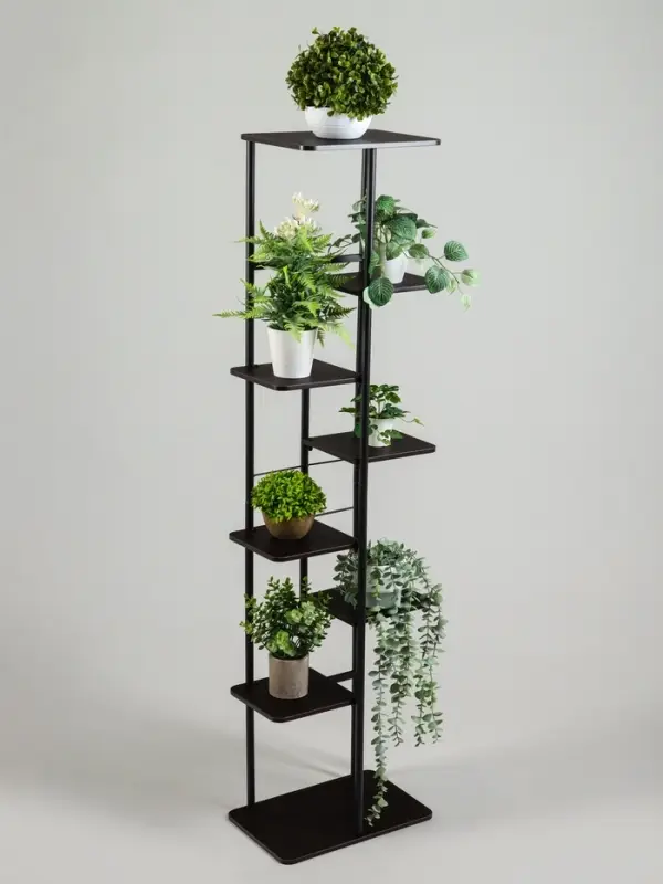 Подставка для цветов Greengo, 8 полок, 36&times;23&times;136 см, напольная, каркас металл, полки МДФ, чёрная