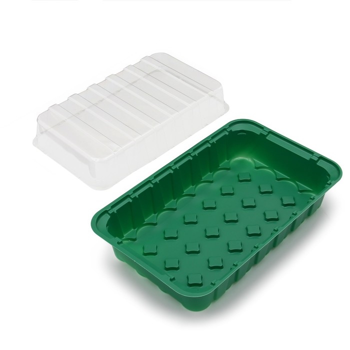 Мини-парник для рассады, 35,5 × 22 × 11 см, вставки (28 шт.) под таблетки для рассады d = 4 см, Greengo