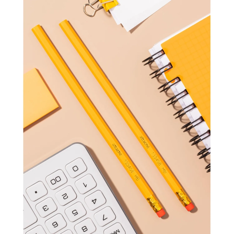 Карандаш чернографитный Attache HB шестигр., дерево, с ластиком