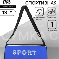 Сумка спортивная, маленькая, боковой сетчатый карман, на молнии, регулируемый ремень, чёрная, синяя