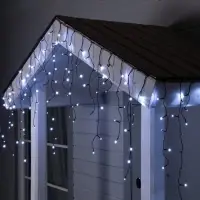 Гирлянда &laquo;Бахрома&raquo; 3&times;0.6 м, IP44, УМС, тёмная нить, 100 LED, свечение белое, мерцание, 24 В