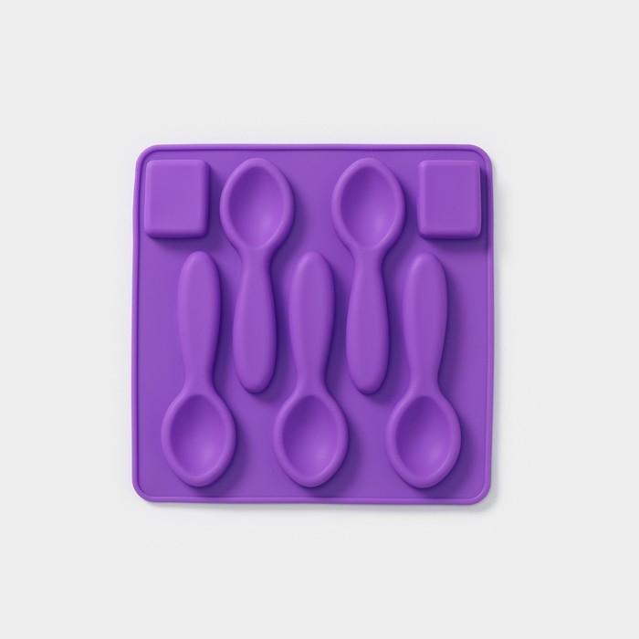 Форма для шоколада Доляна «Ложки большие», силикон, 17×1,2 см, 5 ячеек, цвет МИКС Форма для шоколада Доляна «Ложки большие», силикон, 17×1,2 см, 5 ячеек, цвет МИКС