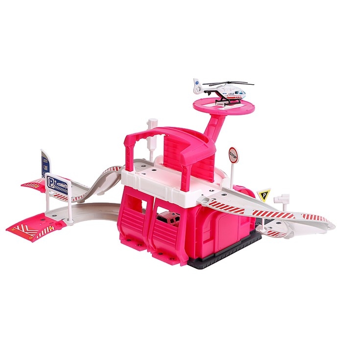 Парковка &laquo;Станция скорой помощи&raquo;, с металлическими машинкой и вертолётом