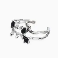 Кольцо &laquo;Чары&raquo;, чёрное в серебре, безразмерное