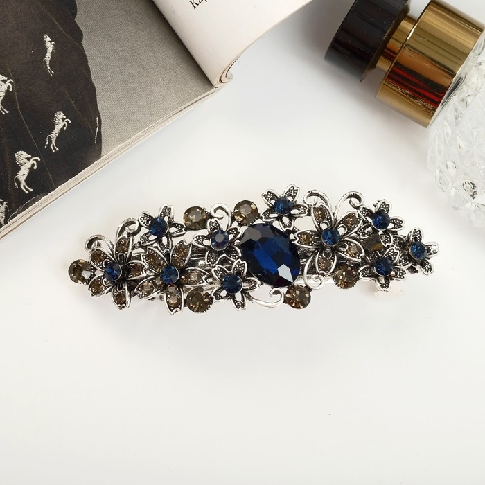 Заколка-автомат для волос Заколка-автомат для волос "Синий туман" цветочки, 9 см