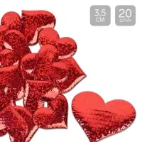 Сердечки декоративные, набор 20 шт., размер 1 шт.: 3.5&times;2.5 см, красные