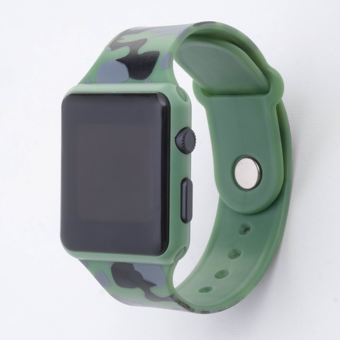 Часы наручные электронные с камуфляжным, силиконовым ремешком Часы наручные электронные с камуфляжным, силиконовым ремешком