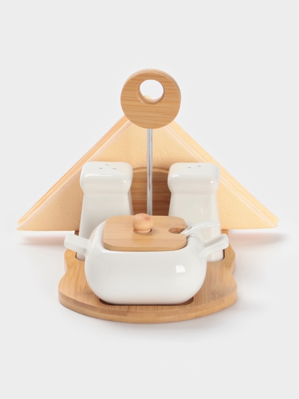 Набор для специй подст 4 шт "BellaTenero"  солон, перечн, сахарн с лож, салфетн