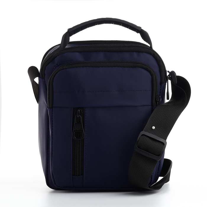 Сумка мужская на молниях, 3 наружных кармана, цвет синий Сумка мужская на молниях, 3 наружных кармана, цвет синий