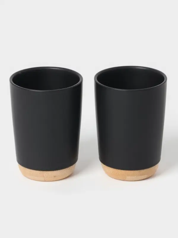 Аксессуары для ванной &laquo;Эко&raquo;, 4 предмета, мыльница, дозатор для мыла, 2 стакана, чёрные