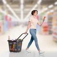 Корзина-тележка пластиковая 80 л, с 1 пластиковой ручкой, чёрная