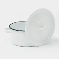 Кастрюля эмалированная, 2 л, d=19.5 см, с крышкой, без декора, белая