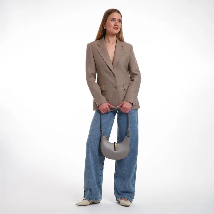 Сумка женская багет TEXTURA на молнии, 24&times;6&times;14 см, серая