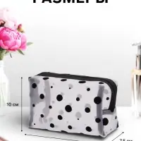 Косметичка женская DOT, с рисунком, сетка, на молнии, белая