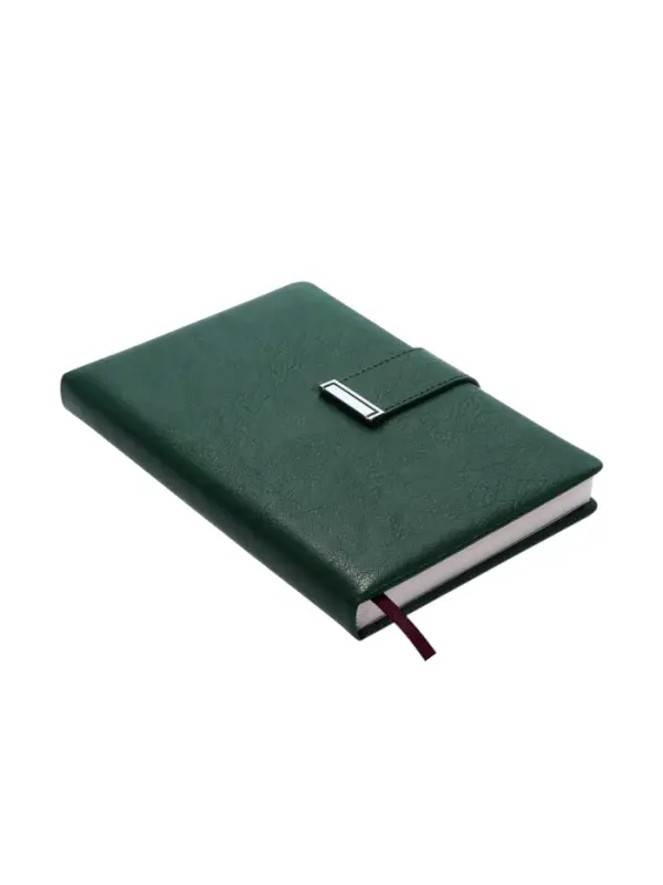 Ежедневник недатированный формат А5, с хлястиком, 112л, линия, пвх, Зеленый Ежедневник недатированный формат А5, с хлястиком, 112л, линия, пвх, Зеленый