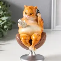 Сувенир полистоун лак "Пухлый кот - решала, в кожаном кресле" крутится 10,5х8,7х16 см