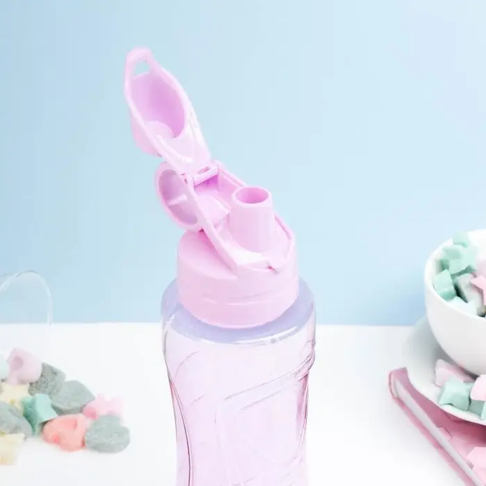 Бутылка для воды &laquo;Баунаталь&raquo;, 600 мл, 23&times;8 см, спортивная, прозрачная, розовая