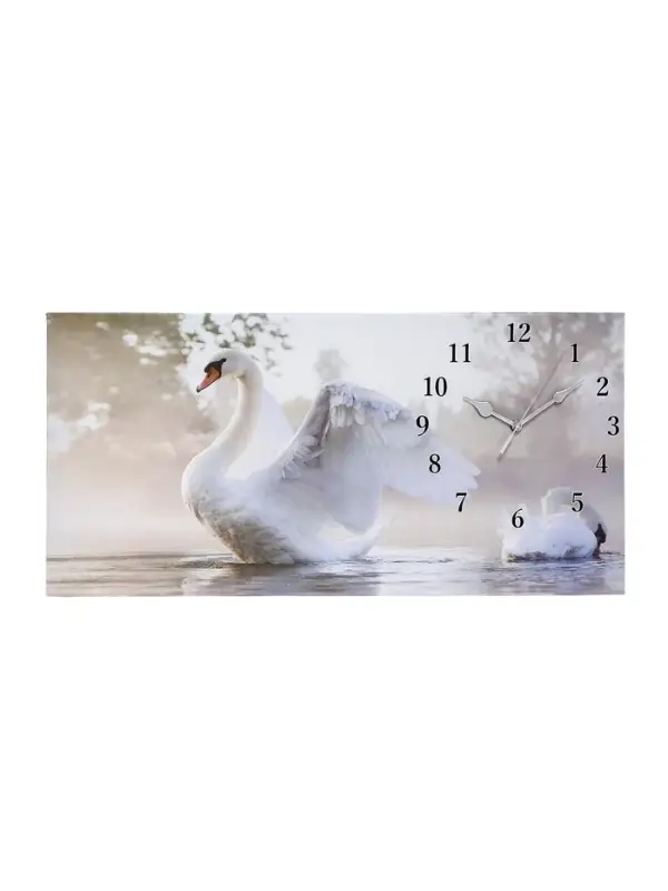 Часы-картина настенные, на холсте, интерьерные, бесшумные &laquo;Белый лебедь&raquo;, 40&times;76 см