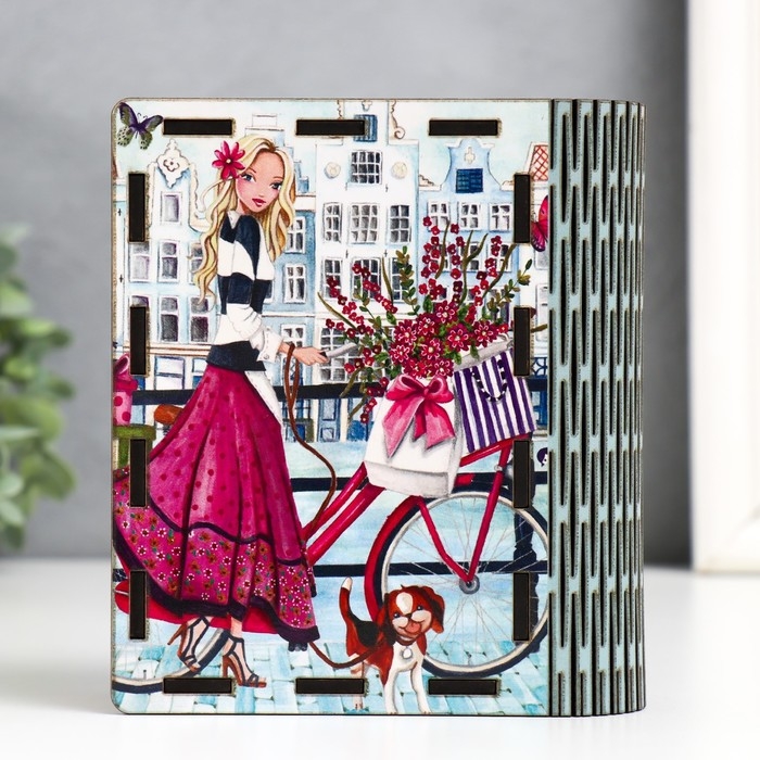 Шкатулка-книга  Шкатулка-книга "Велопрогулка" 14х12х5 см