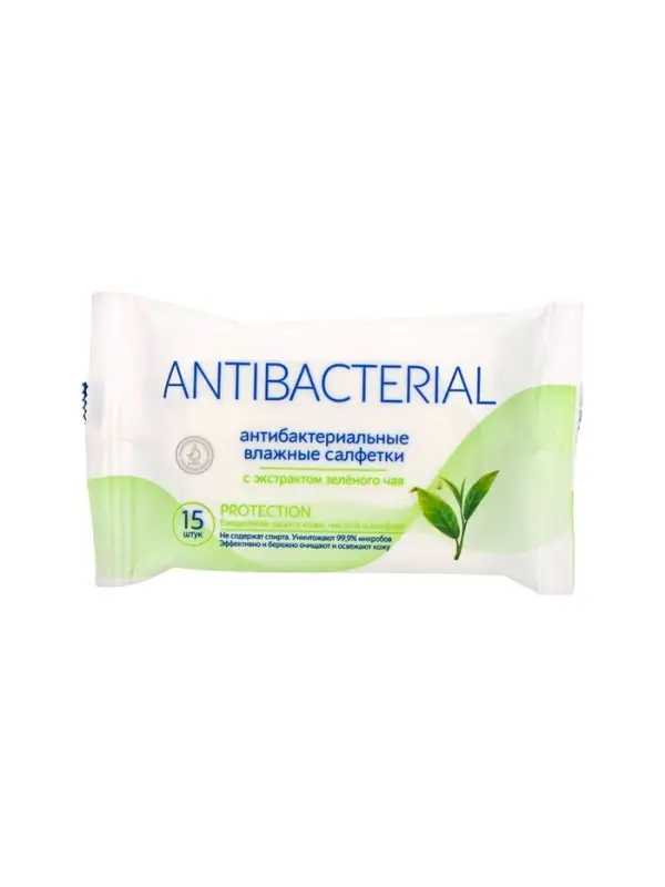 Влажные салфетки ANTIBACTERIAL PROTECTION с зел. чаем №15 Влажные салфетки ANTIBACTERIAL PROTECTION с зел. чаем №15